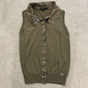 GUCCI sleeveless button down sweater with collar